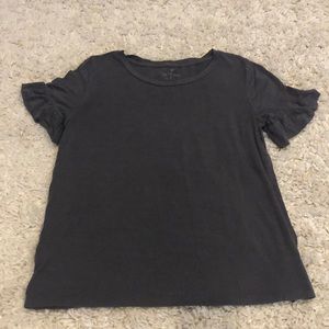 American Eagle Soft & Sexy Grey Ruffle Sleeve Tee